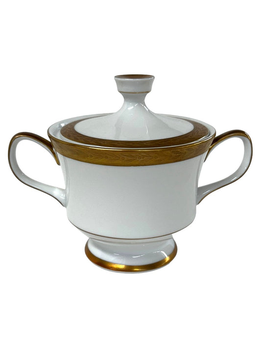 Sango Royalty Pattern White Gold Trim Sugar Bowl and Lid 1970s