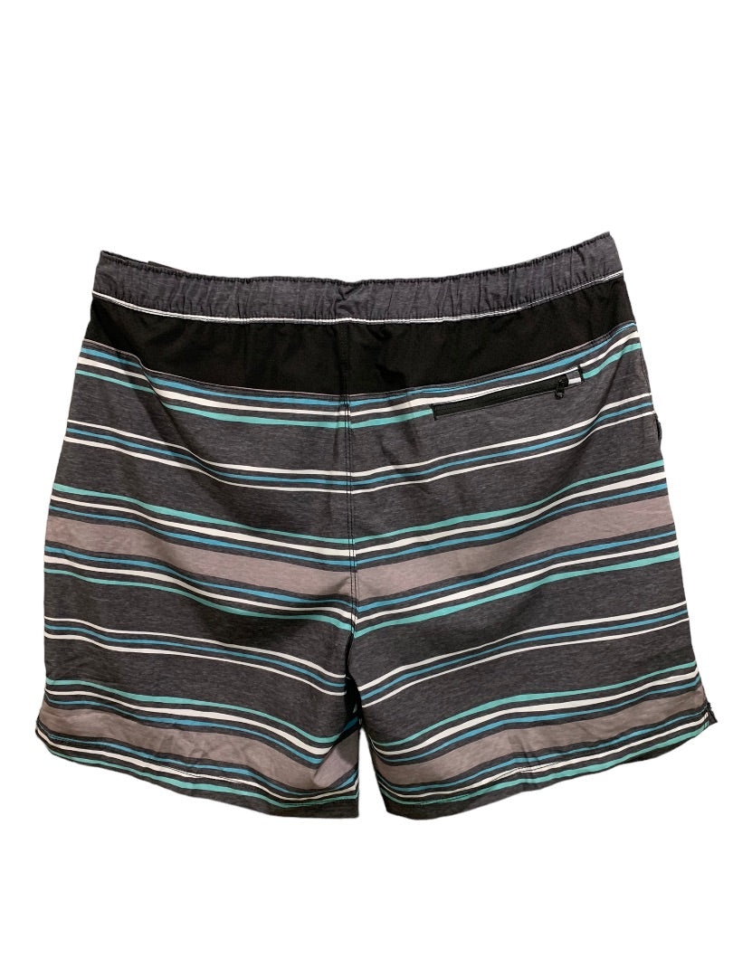 XXL (38/40) Speedo Men's New Gray Striped Swim Trunks Tech Volley Shorts