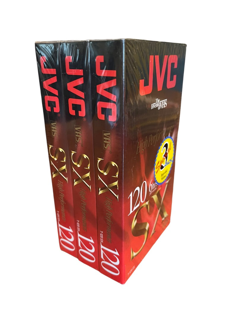 JVC High Performance T-120 SX VHS Set of 3 Factory Sealed