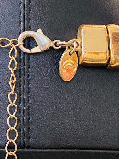 Charming Charlie Goldtone Statement Necklace 17-21" Dual Snake Chain