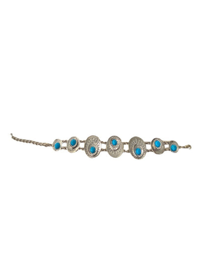 Silvertone and Faux Turquoise Bracelet Adjustable 7-9" Lobeter Clasp Closure