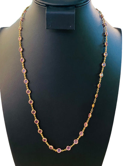 Goldtone Pink Signed Avon 22.5" Necklace Lobster Clasp