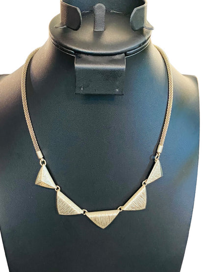 Goldtone Triangle Necklace 17"-20" Lays Flat Lobster Clasp