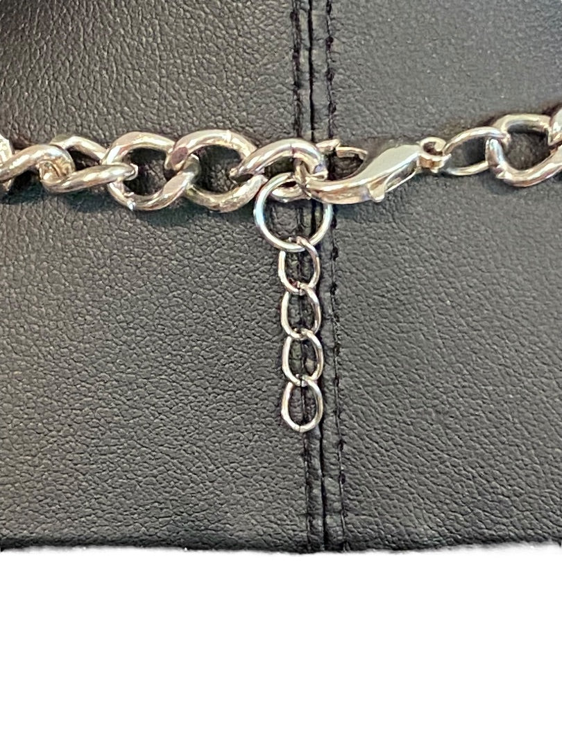 Silvertone 17" Statement Necklace Clear Charm Beads Lobster Clasp