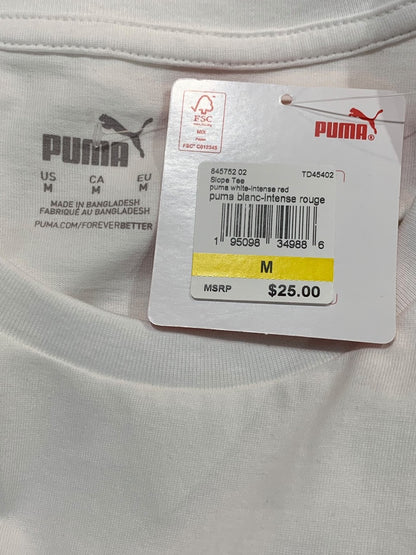 Medium Puma White Tshirt Graphic Logo Mens New Short Sleeve