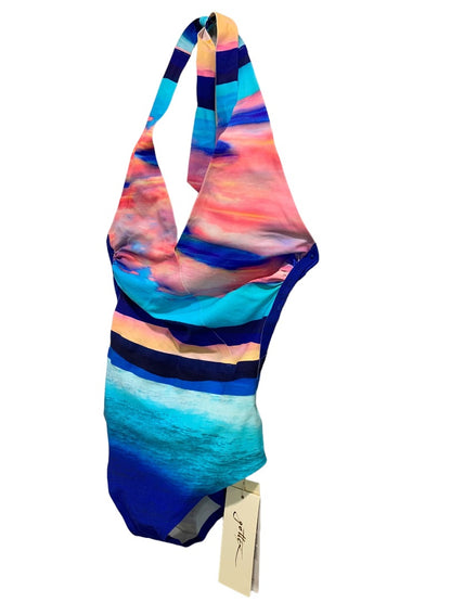 Size 6 Gottex Women's Halter Style New Sunrise Swimsuit Blue Pink