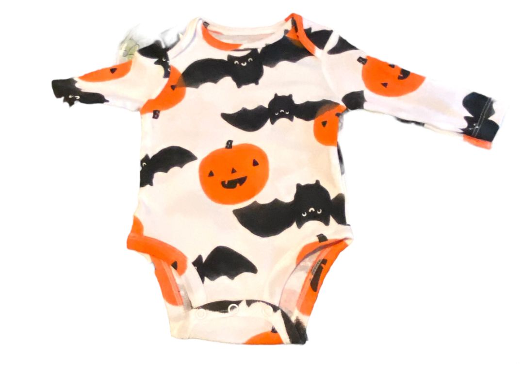 Newborn Halloween Long Sleeve One Piece Pumpkins Bats NWOT