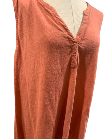 3X Ryllace Womens Soft Orange 100% Organic Linen Sleeveless V-Neck Tunic Top