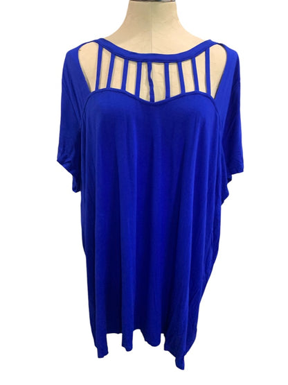 4X Torrid Super Soft Knits Womens Royal Blue Tshirt Cutout Neckline