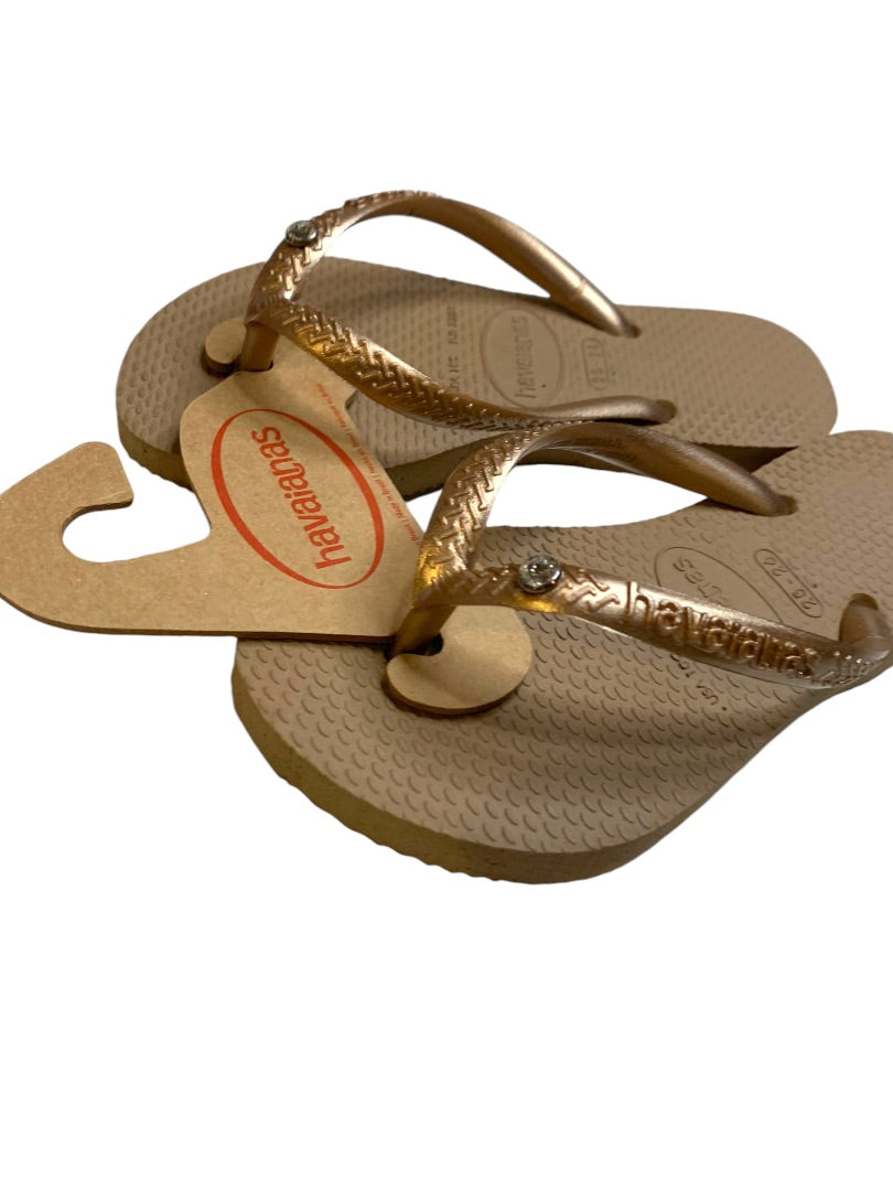 10c Havaianas Little Kids New Flip Flop Sandals Copper Rhinestone