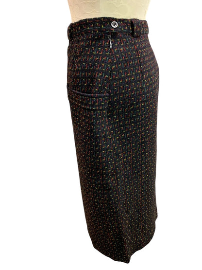 Size 8 Stanley Blacker Vintage 1990s Wool Skirt Pencil Skirt Pockets Made in USA