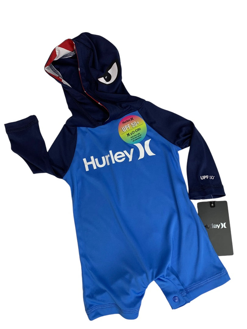 Newborn Hurley One Piece New Boys Swim Suit Hooded UPF 50+