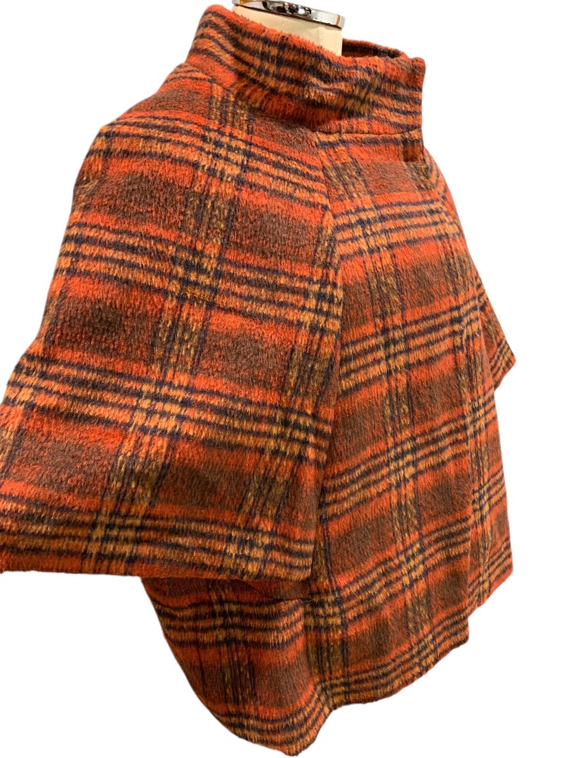 One Size by Anthropologie Cape Capelet Tessa Plaid Womens Academia