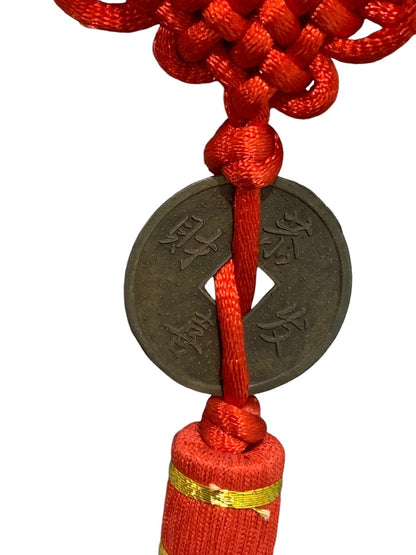 15 Inch Feng Shui Coin Red Chinese Knot for Wealth and Prosperity