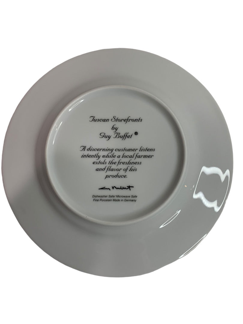 Guy Buffet Tuscan Storefronts Salad Plate Farmer Produce 8 Inch