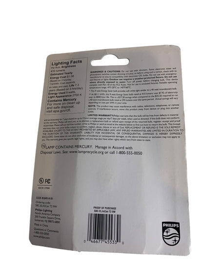 Philips Energy Saver Bulb 9w Soft White E12 Candelabra Decorative  New