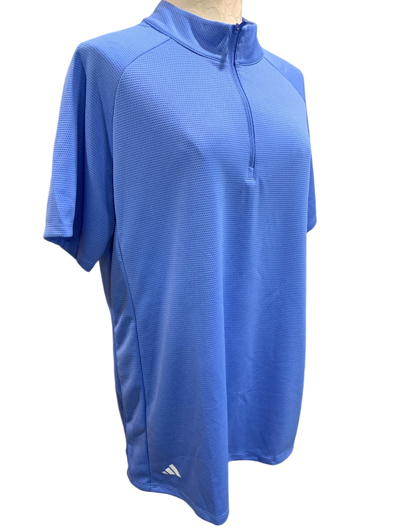 1X Adidas Womens New Short Sleeve Golf Polo 1/4 Zip Blue Fusion HS8954