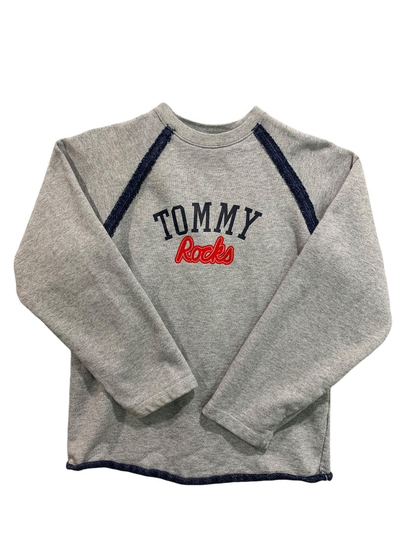 Large Tommy Hilfiger Boys Youth Gray Long Sleeve Shirt Tommy Rocks