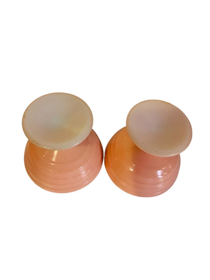Set of 2 Hazel Atlas 1940s Sherbet Dish Moderntone Platonite Pastel Pink