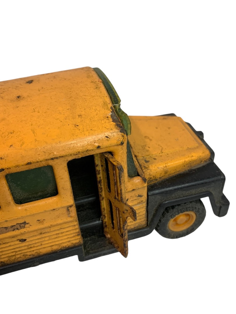 1980 Buddy L Corp School Bus Toy Pressed Steel 6.5 Inch Distressed Salvage