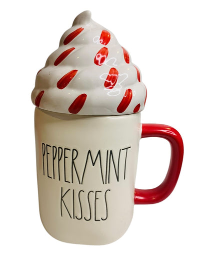 Rae Dunn by Magenta "Peppermint Kisses" 24 oz Lidded Mug