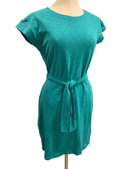 XS J.Crew Tie Waist Tshirt Dress Short Sleeve Green Style BI142