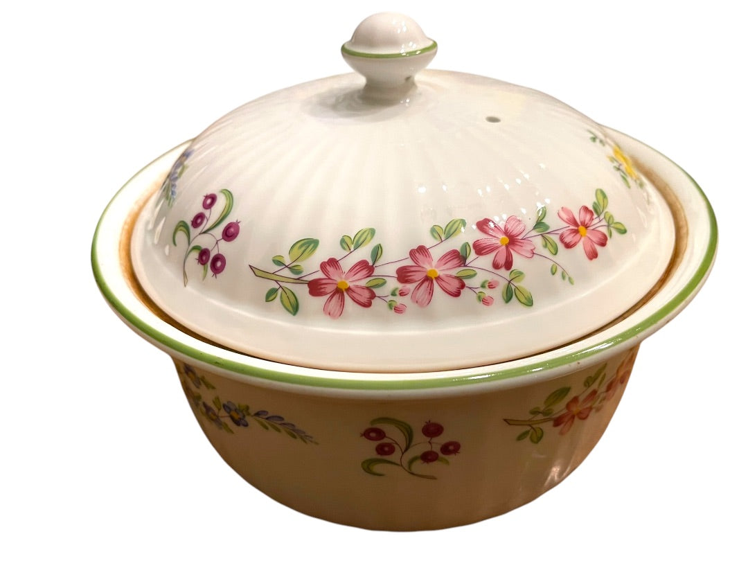 Royal Worcester Fine Oven China Fleuri 1983 Lidded Casserole 1 Quart