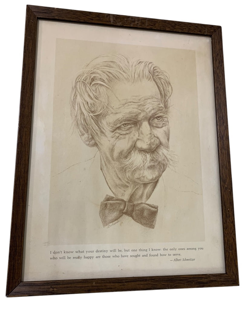 Vintage Albert Schweitzer Framed Print Destiny Quote 12.75" x 9.75"