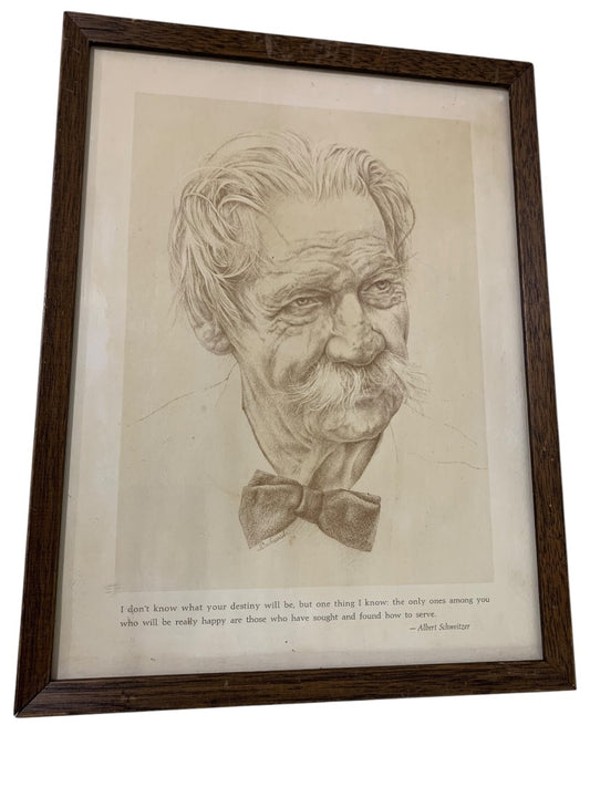 Vintage Albert Schweitzer Framed Print Destiny Quote 12.75" x 9.75"