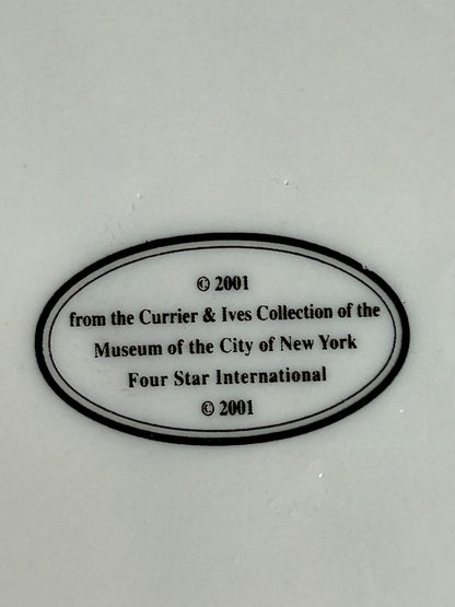 Currier and Ives 2001 Decorative 8 Inch Plate Sleigh Horse Winter