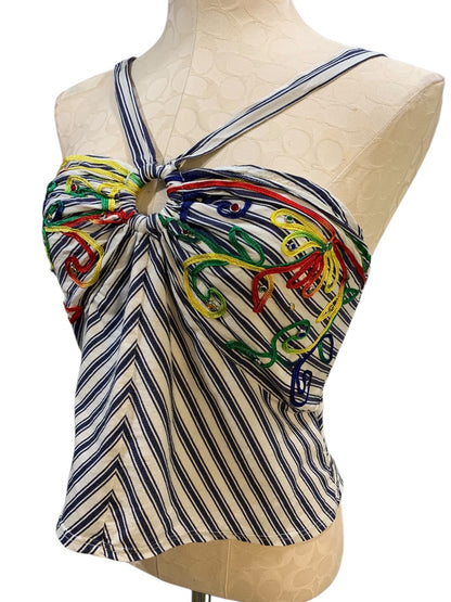 Medium Tiny Anthropologie Avril Womens Soutache Embroidered Halter Top