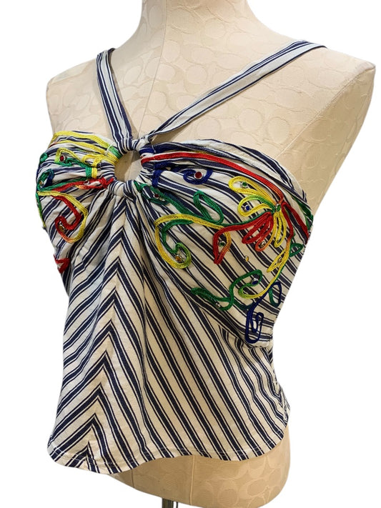 Medium Tiny Anthropologie Avril Womens Soutache Embroidered Halter Top
