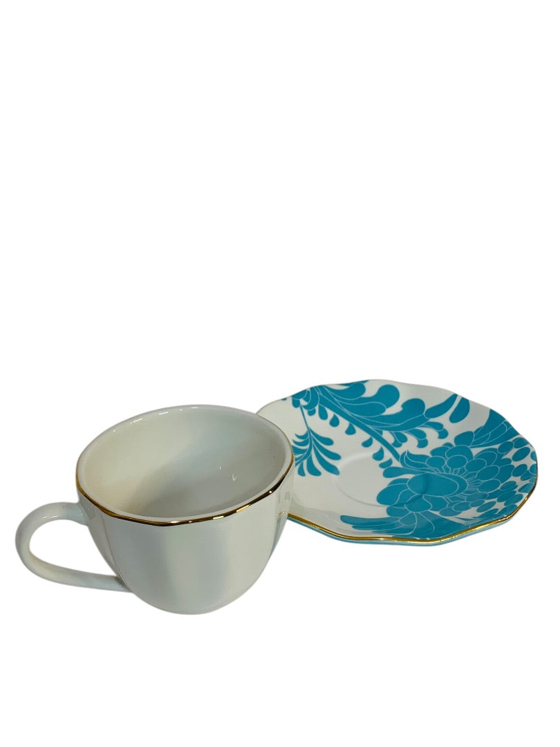 Lenox X Kate Spade Gwinnett Lane Turquoise Cup and Saucer Teacup