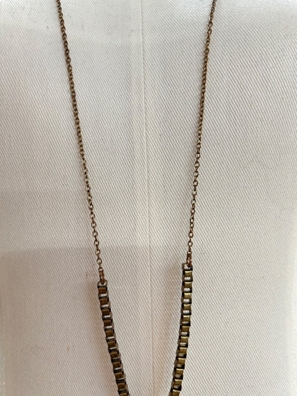 Aldo Faux Wooden Horn Pendant Necklace 26-38 Inch Copper Color