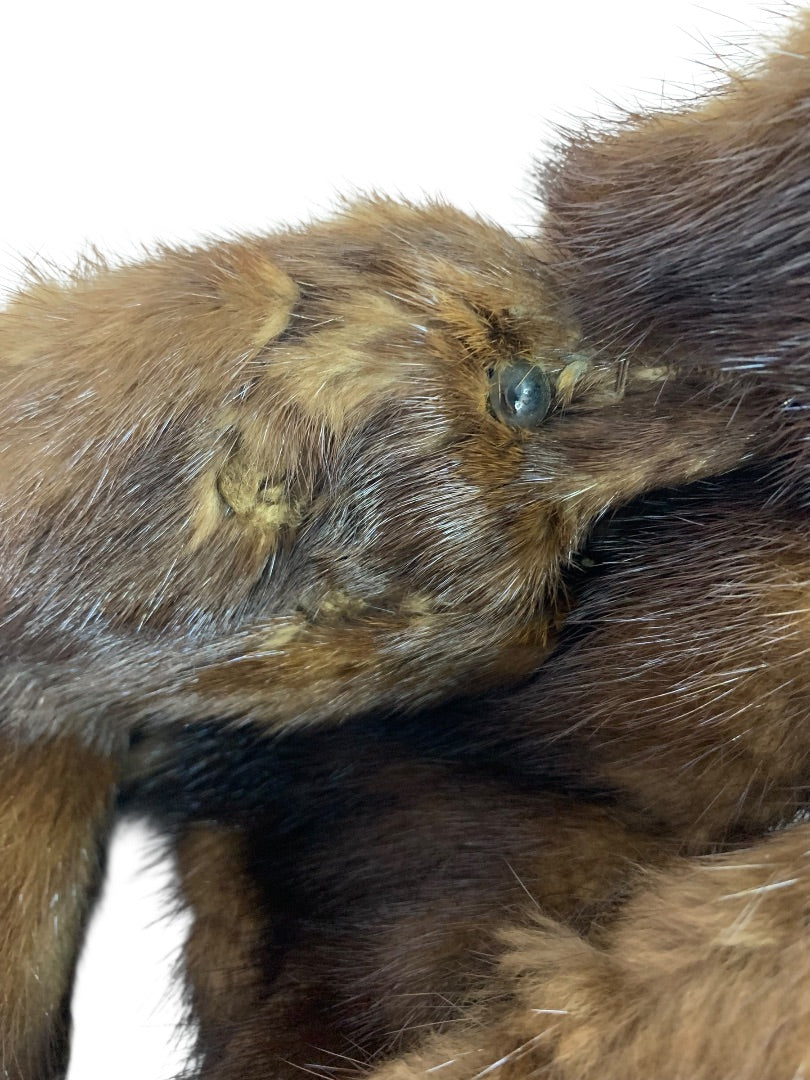 1950s Head to Tail Brown Mink Fur Scarf Vintage 54 Inch