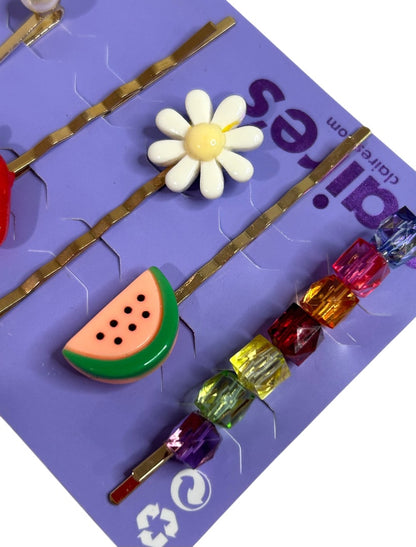 Claires New Fruit Bobby Pin Faux Pearl Set of 6 Flower