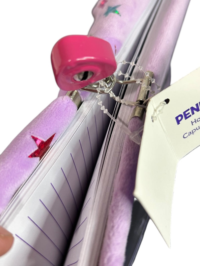 Claires New Plush Lined Journal Diary Locking Penelope Hoods Up 8 x 6 Inch