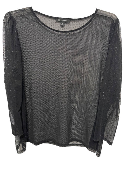 3X INC Womens Shirt Sheer Long Sleeve Glitter Shimmer Polka Dots