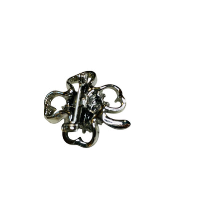 Vintage Silvertone 4 Leaf Clover Brooch Pin Light Blue 1.1 Inch