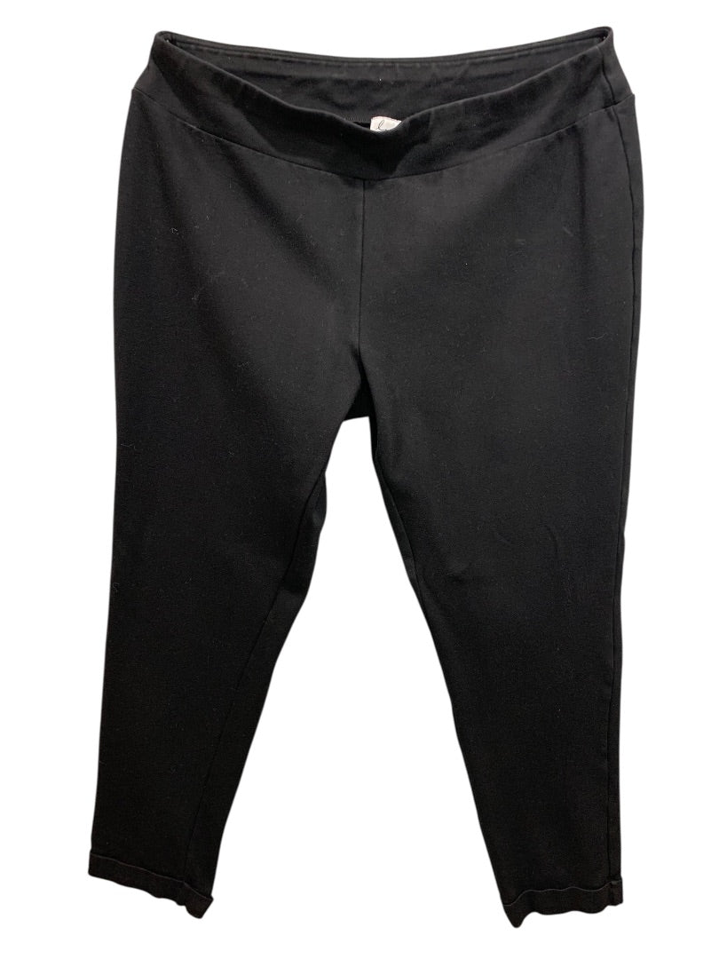 1X Lynn Ritchie Silver Ponte Knit Leggings Womens Black Cuffed Pants
