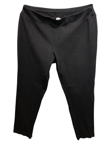 1X Lynn Ritchie Silver Ponte Knit Leggings Womens Black Cuffed Pants