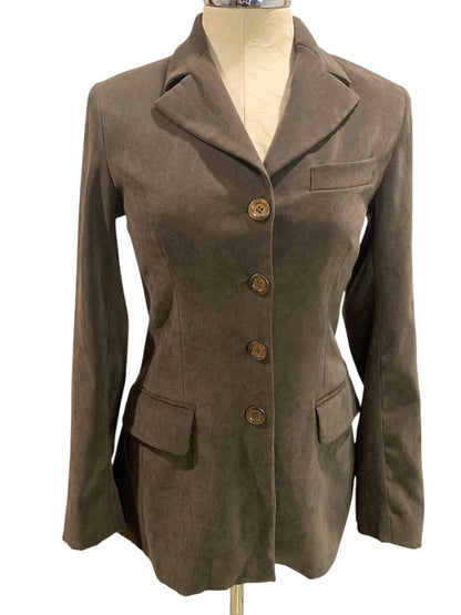 Size 4 Toy Girl Womens Brown Microfiber Blazer Jacket Lined Italy