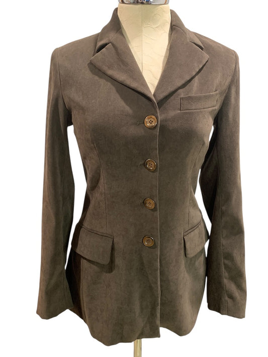 Size 4 Toy Girl Womens Brown Microfiber Blazer Jacket Lined Italy