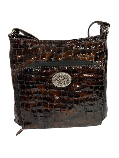 Brighton Cher Front Wallet Organizer Patent Leather Brown Crossbody Bag