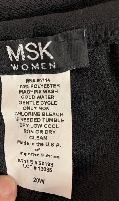 Size 20W MSK Women Black Lined Sheer Overlay Skirt 37" Length