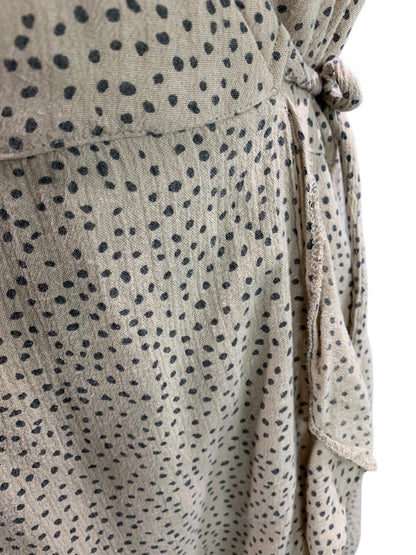 Medium Abercrombie & Fitch Wrap Dress Tan Gray Polka Dot Lined