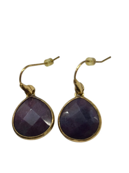 Goldtone Purple Fish Hook Earrings 1.2 Inch Drop Dangle