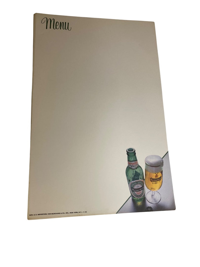 Vintage Heineken Beer Menu Sheet 10 Papers  10.75 x 7 Inch Junk Journal