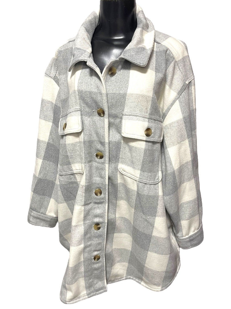 XXL Old Navy Womens Button Down Collared Shacket Heavy Flannel