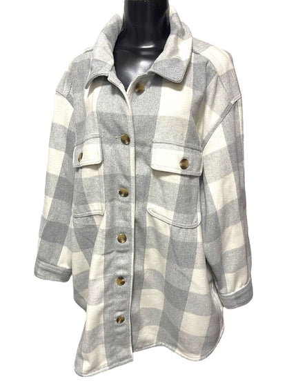 XXL Old Navy Womens Button Down Collared Shacket Heavy Flannel